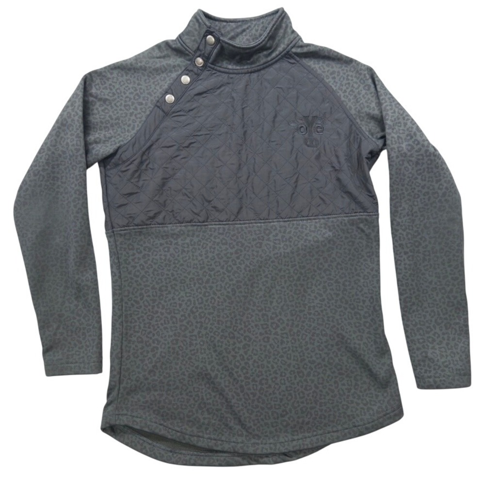 Charles River Apparel Quilted Pullover Women Small Grey Leopard Print